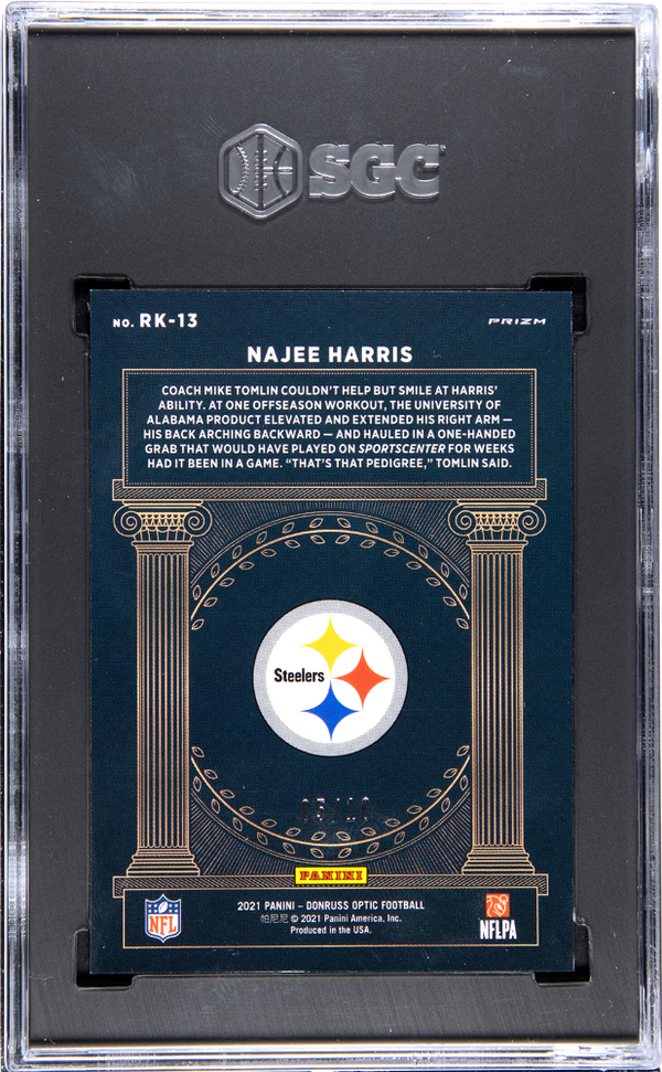 2021 Donruss Optic Najee Harris Rookie Kings Gold Prizm /10 SGC 9.5
