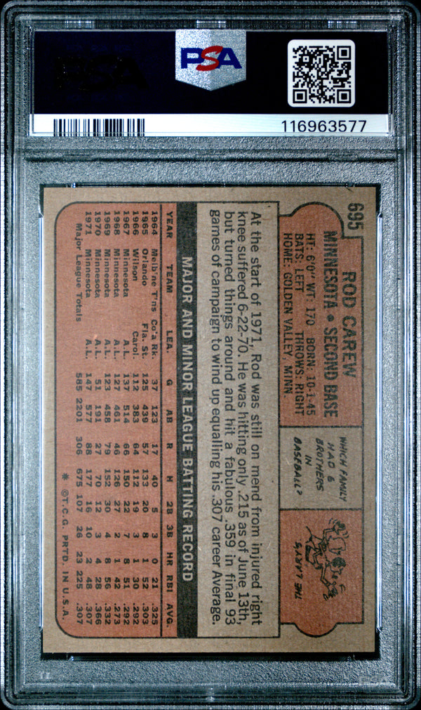 1972 Topps Rod Carew PSA 9