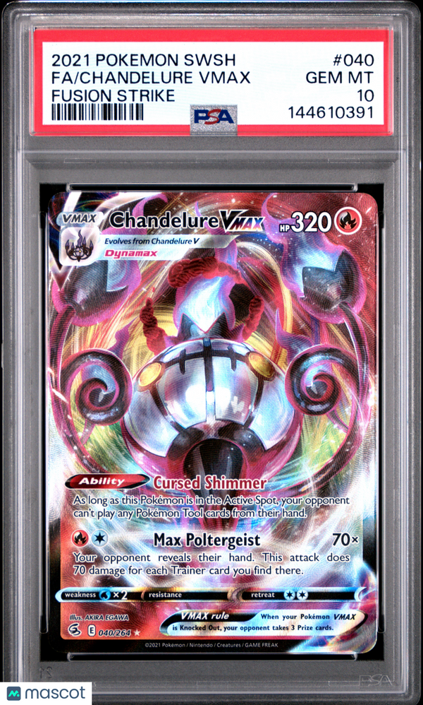 2021 Pokemon Sword & Shield Fusion Strike Chandelure Vmax PSA 10
