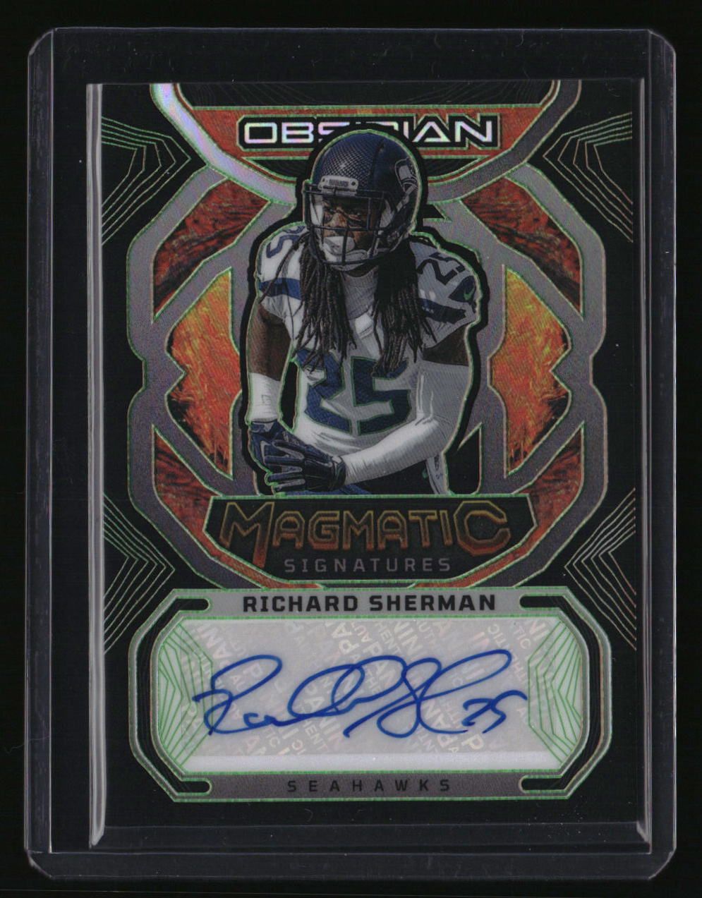 2023 Obsidian Richard Sherman Magmatic Signatures Electric Etch Green #/25