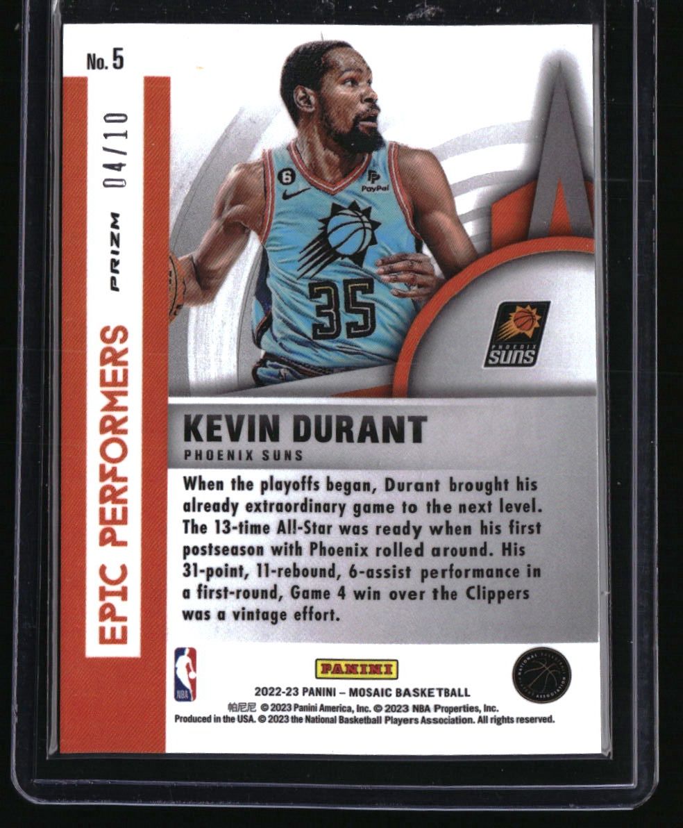 2023-24 Panini Mosaic Kevin Durant Epic Performers Green Fluorescent Mosaic #/10