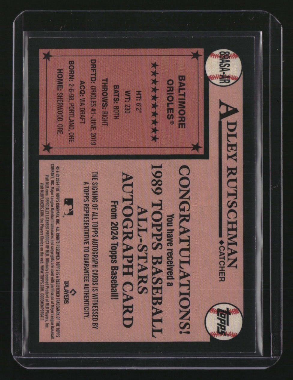 2024 Topps Adley Rutschman 1989 35th Anniversary All-Star Autographs