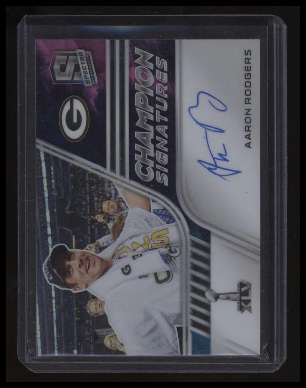 2022 Panini Spectra Aaron Rodgers Champion Signatures Nebula #/2