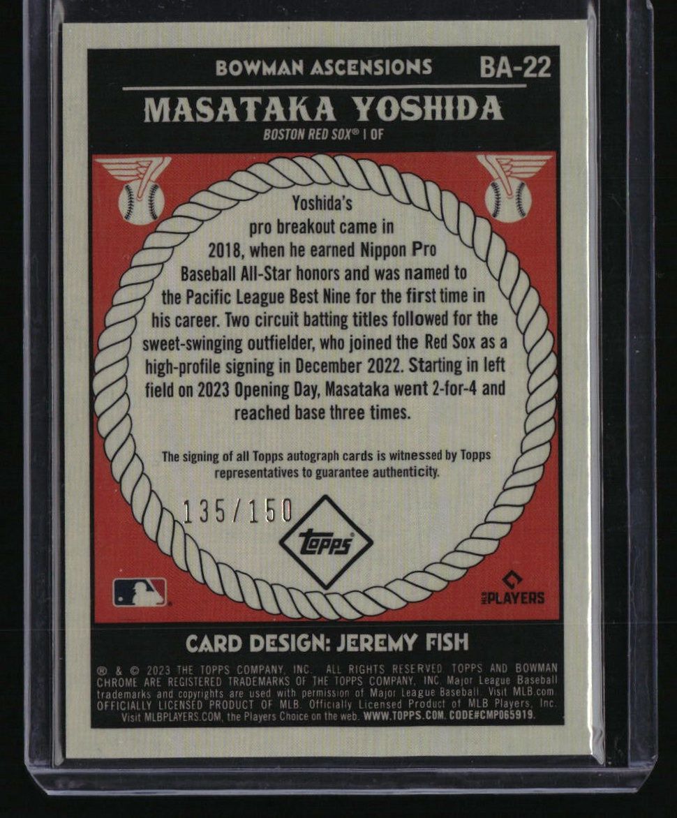 2023 Bowman Chrome Masataka Yoshida Bowman Ascensions Autographs #/150