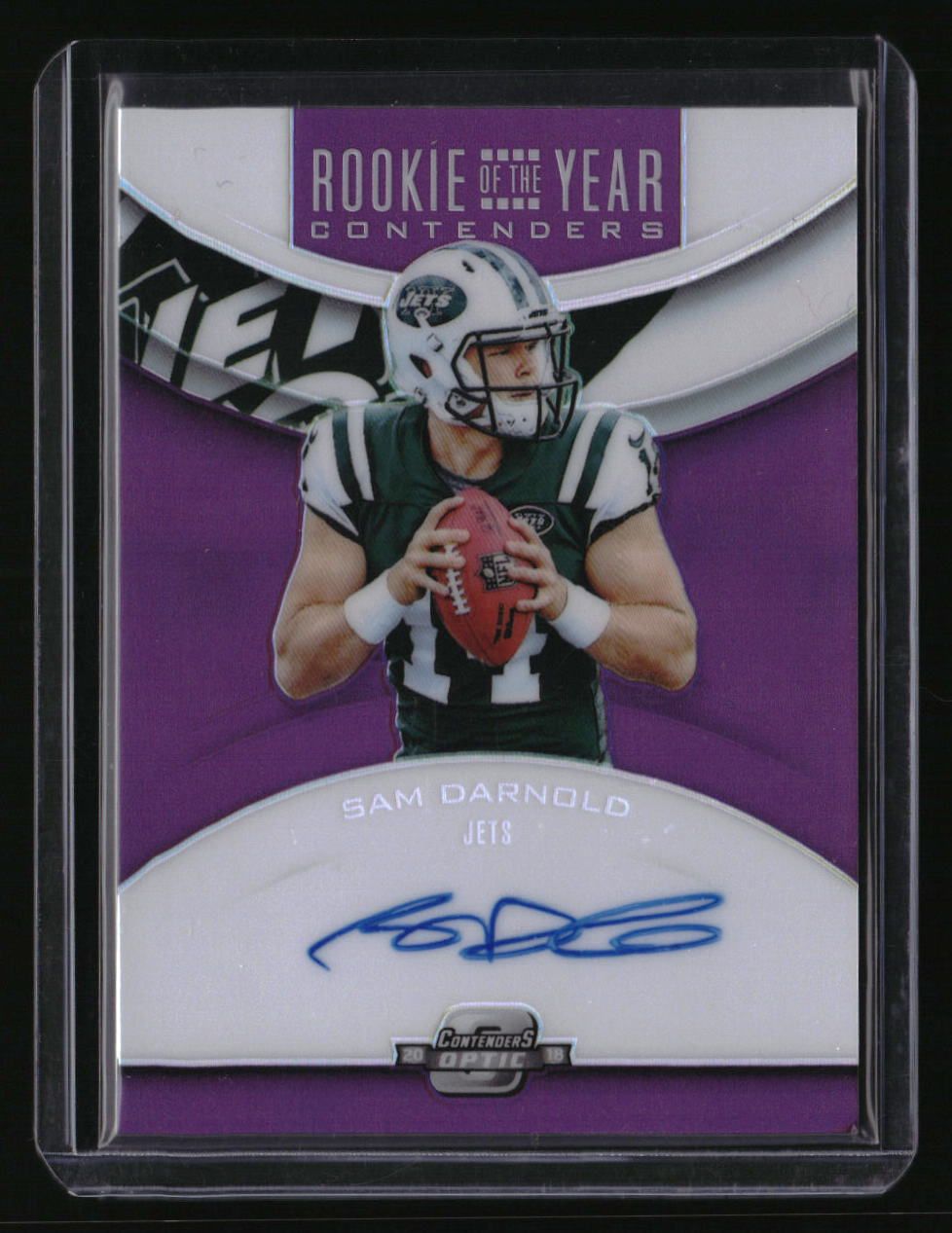 2018 Panini Contenders Sam Darnold Rookie of the Year Contenders Purple #/49