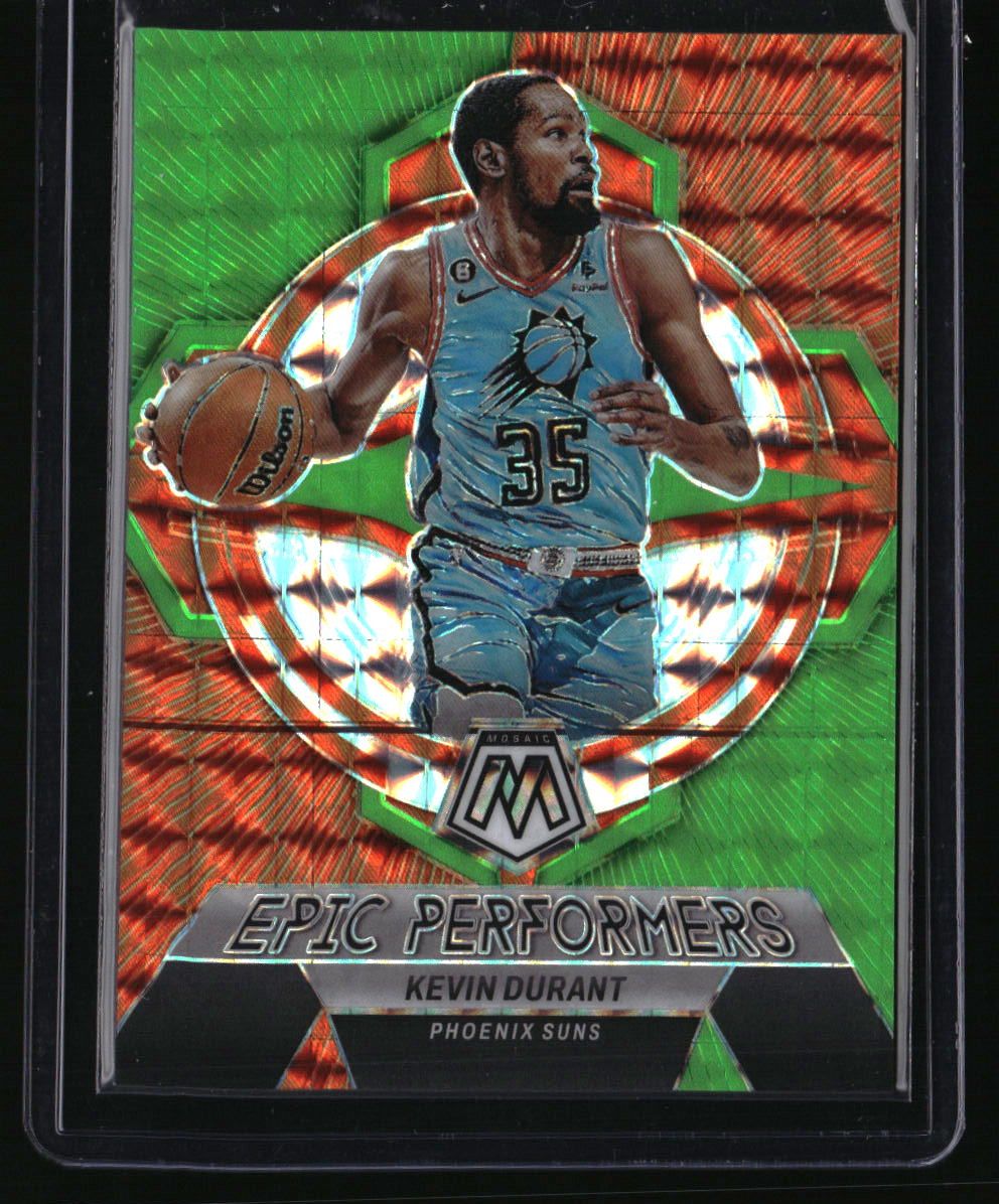 2023-24 Panini Mosaic Kevin Durant Epic Performers Green Fluorescent Mosaic #/10