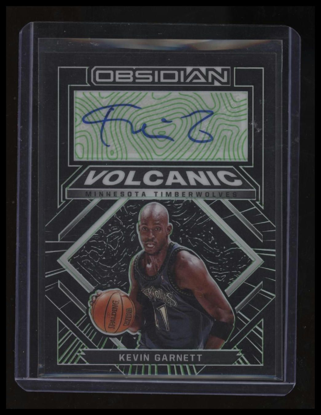 2021-22 Obsidian Kevin Garnett Volcanic Signatures Electric Etch Green #/15