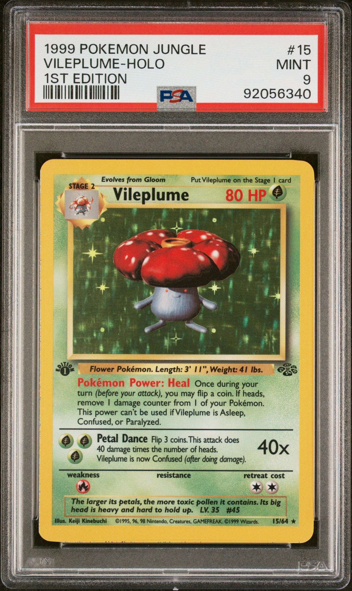 1999 Pokemon Jungle Vileplume-Holo 1st Edition PSA 9