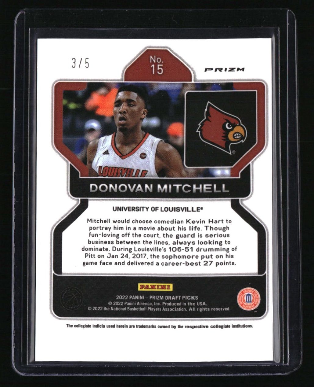 2022 Panini Prizm Draft Picks Donovan Mitchell Black Gold #/5