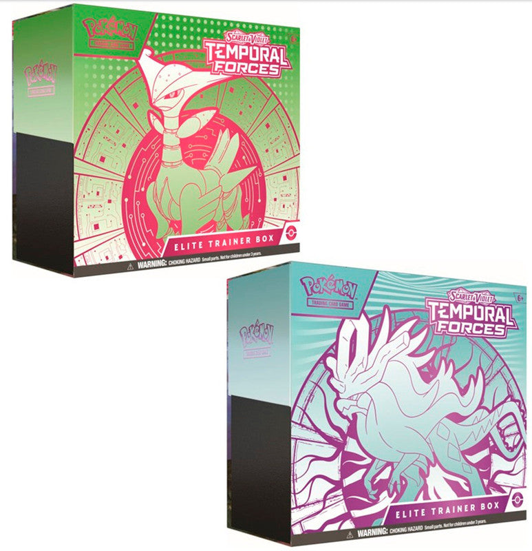 Pokemon Scarlet and Violet: Temporal Forces Elite Trainer Box Bundle (Iron Leaves/Walking Wake)