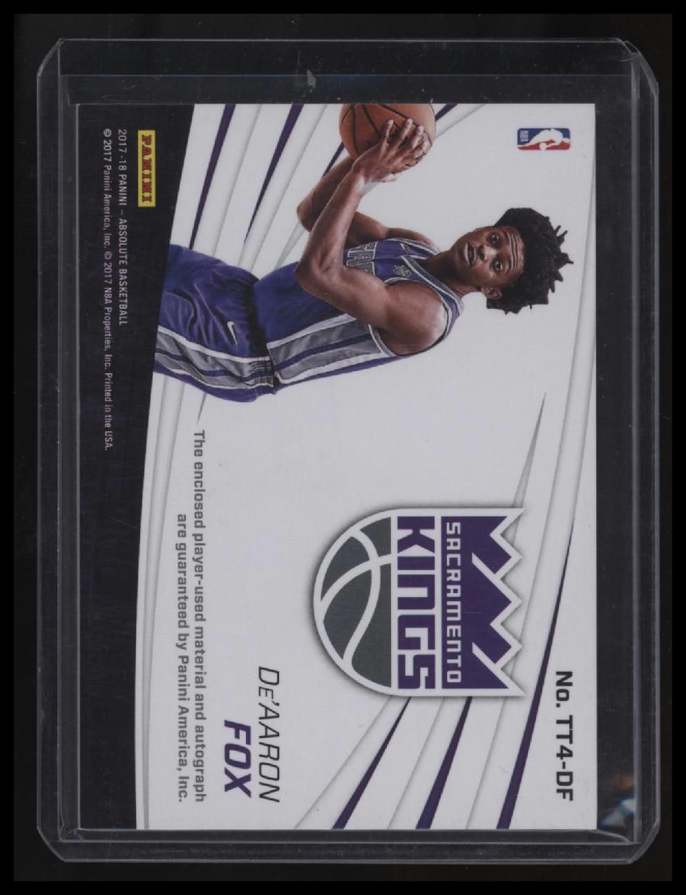 2017-18 Absolute De&#39;Aaron Fox Tools of the Trade Swatch Signatures Level 2 #/25