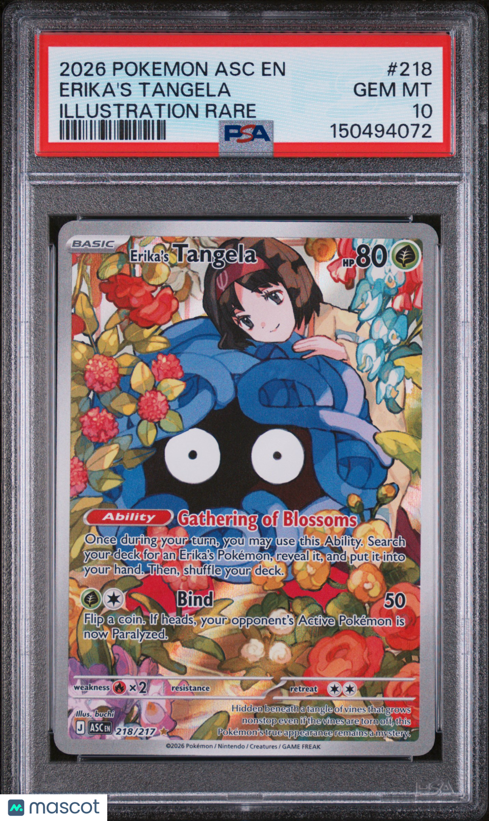 2026 Pokemon Ascended Heroes Erika's Tangela Illustration Rare PSA 10