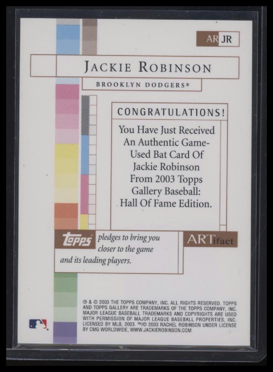 2003 Topps Gallery Hall of Fame Jackie Robinson Artifact Relics