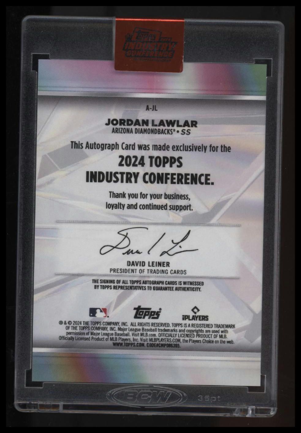 2024 Topps Industry Conference Jordan Lawler Autograph #/15