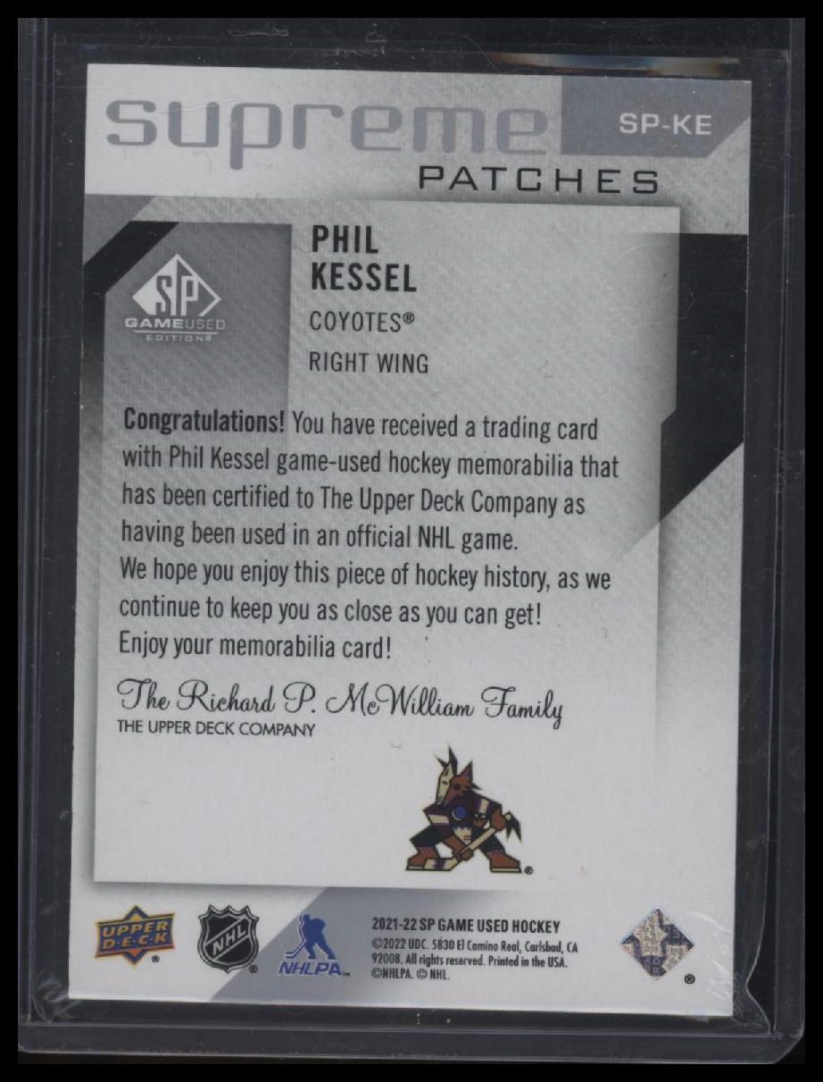 2021-22 SP Game Used Phil Kessel Supreme Patches #/15