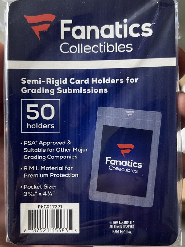 Fanatics Semi Rigid Card Holders for Grading Submissions