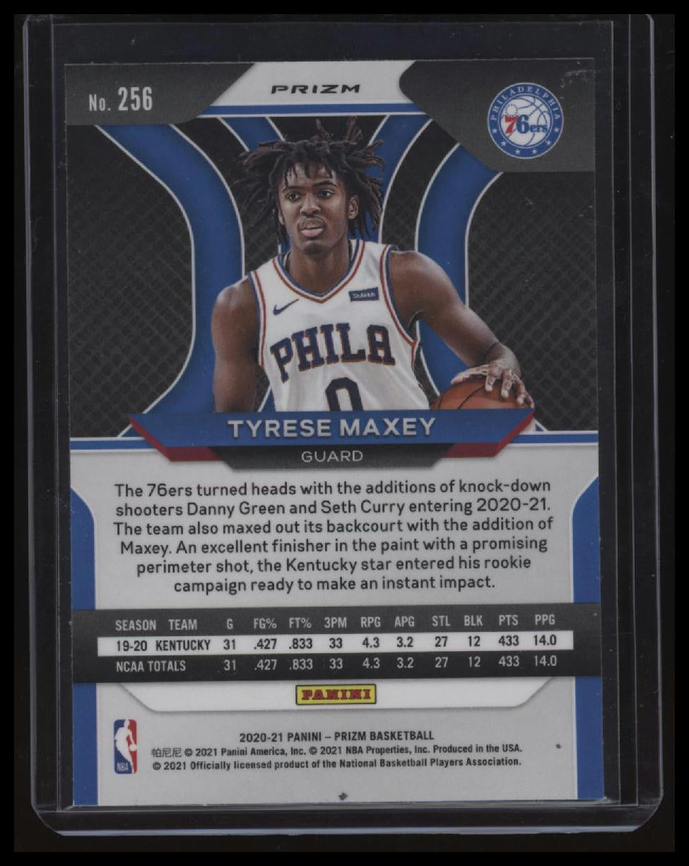 2020-21 Panini Prizm Tyrese Maxey Green, Yellow, Blue Choice