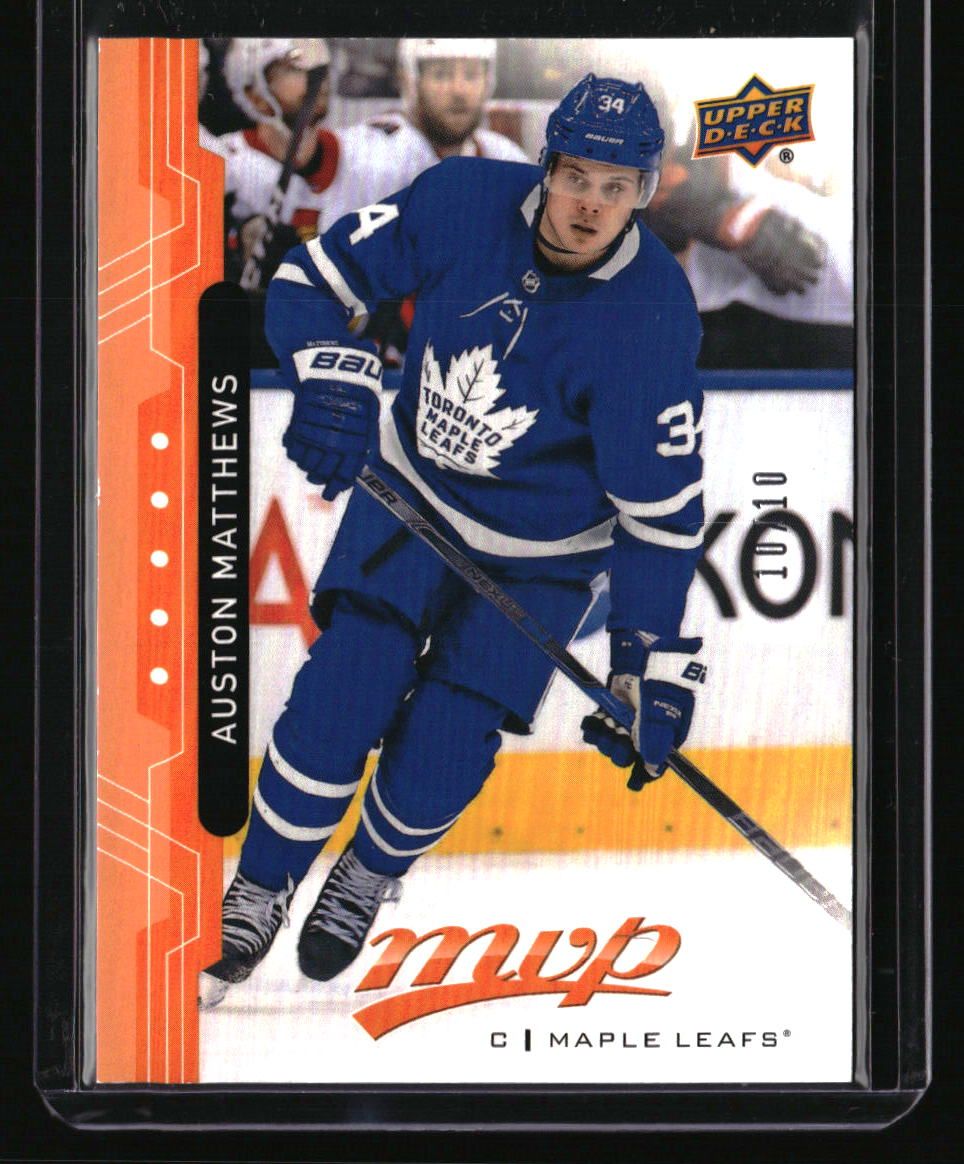 2018-19 Upper Deck MVP Auston Matthews Pack Wars Orange Achievements #/10