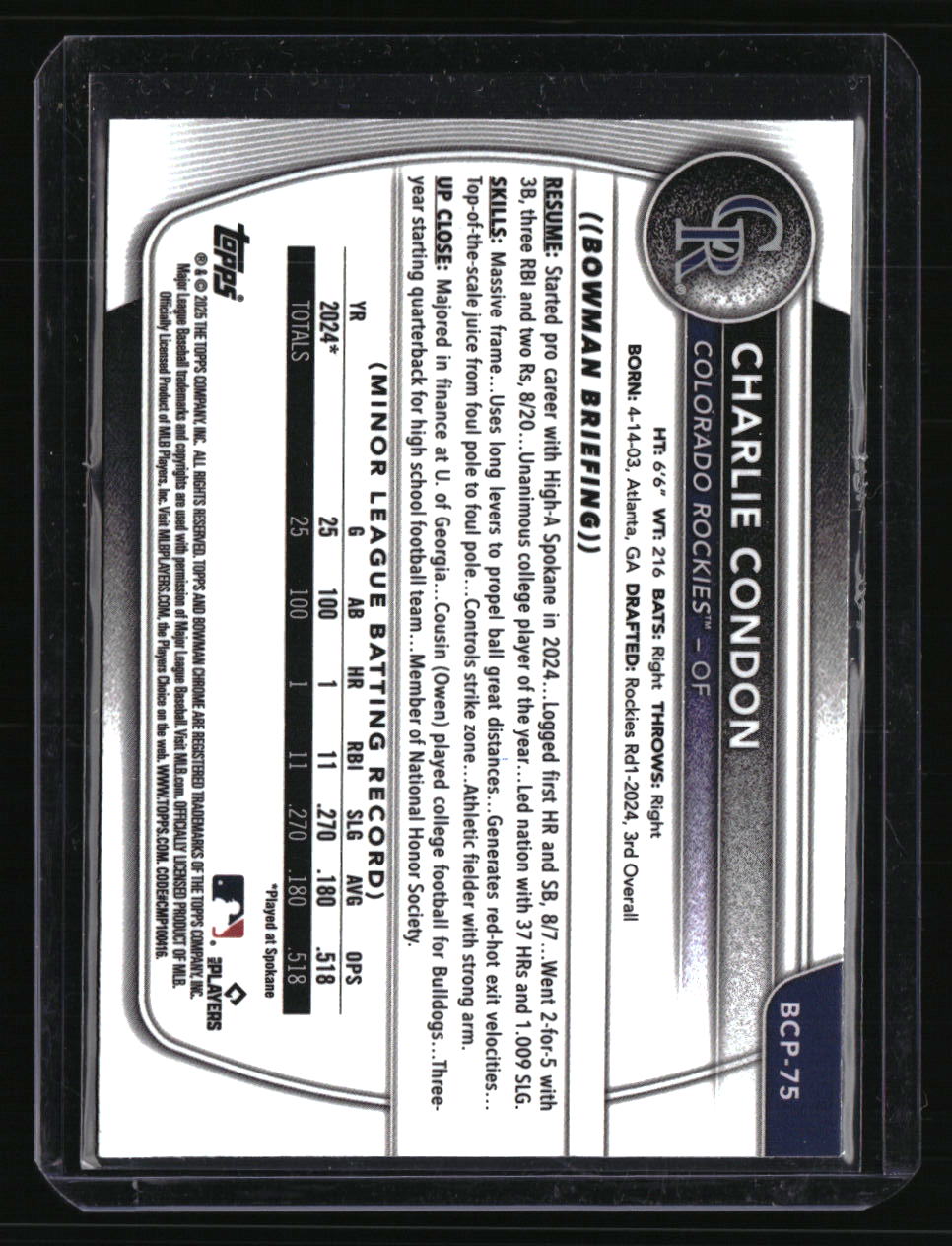 2025 Bowman Sapphire Edition Charlie Condon