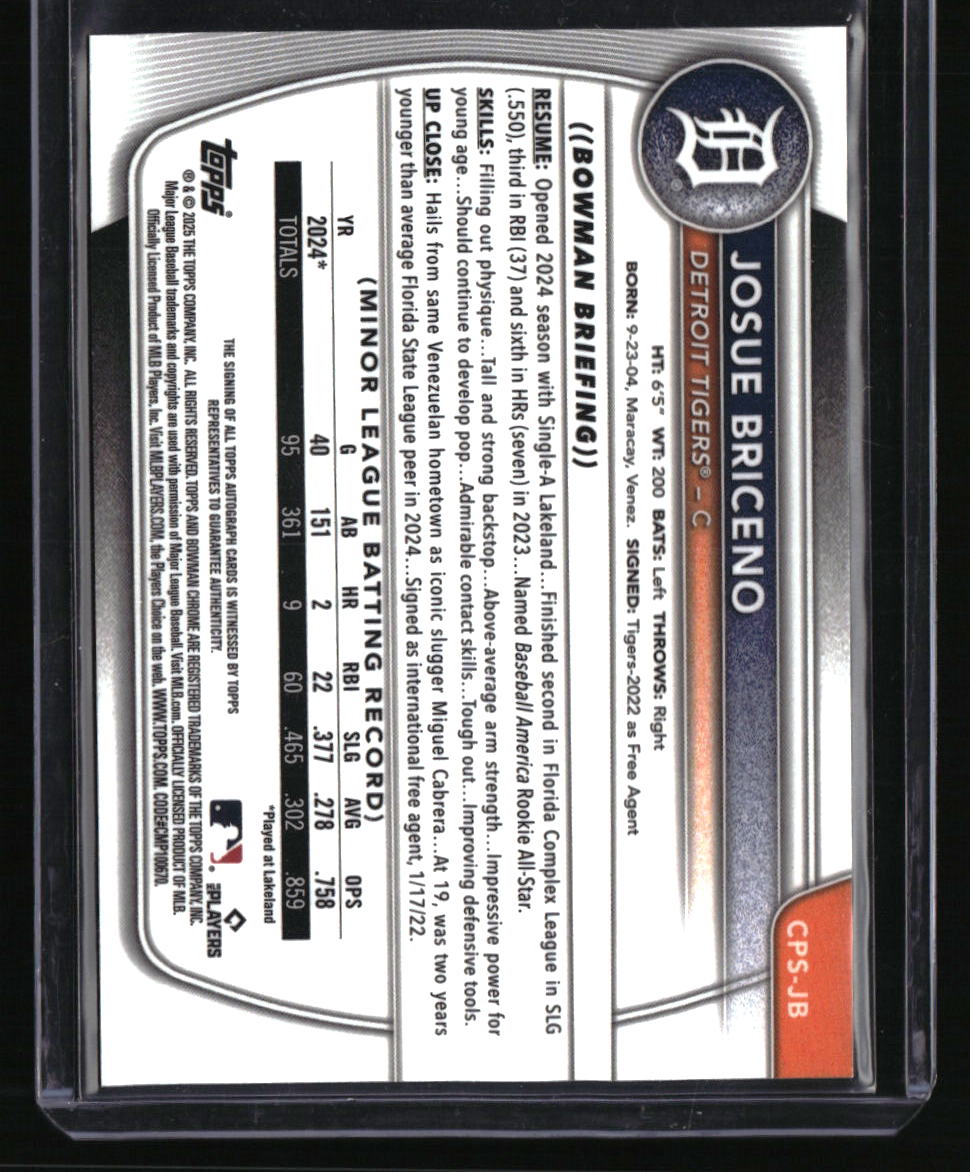 2025 Bowman Sapphire Edition Josue Briceno Autographs #/199