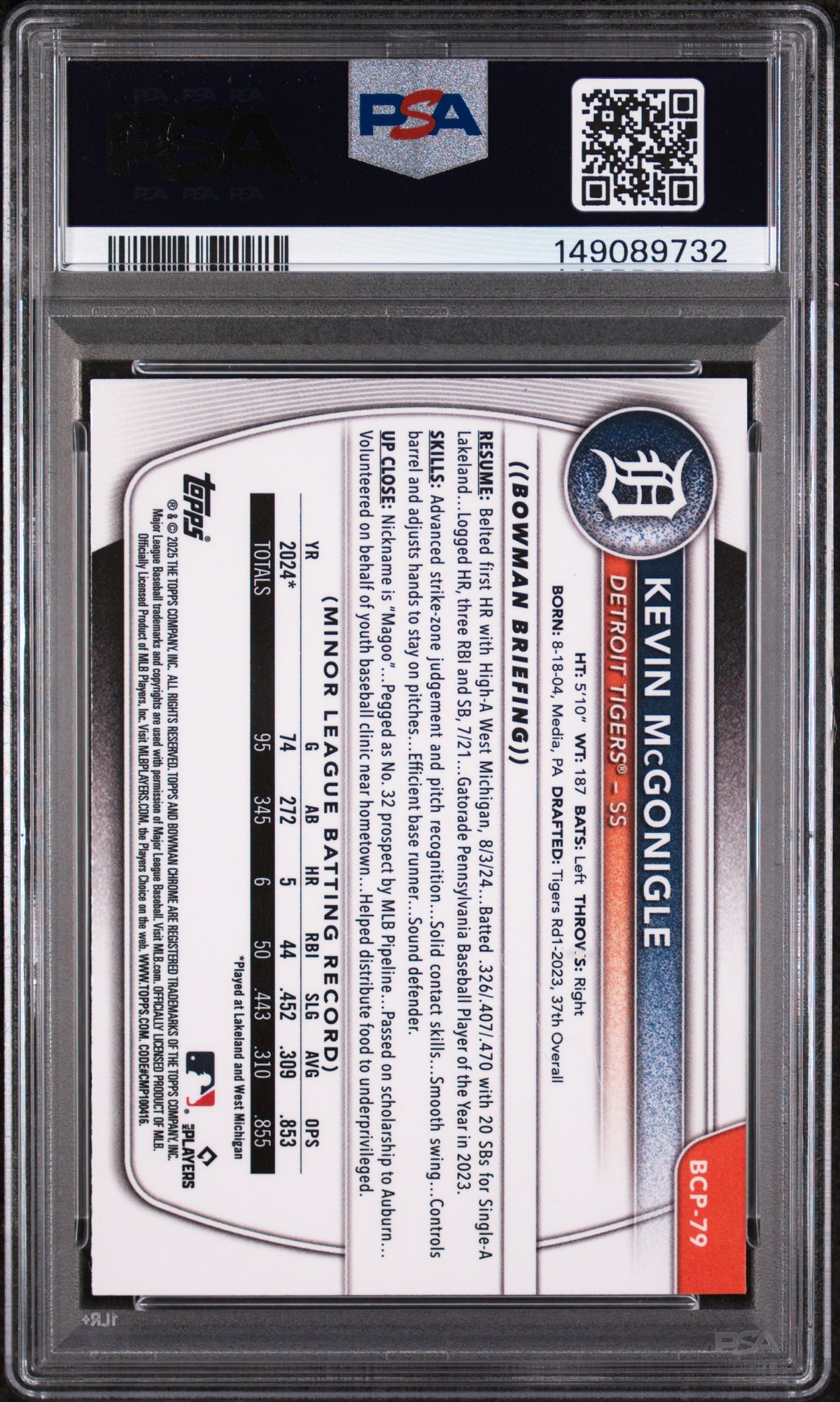 2025 Bowman Chrome Prospects Kevin Mcgonigle PSA 8