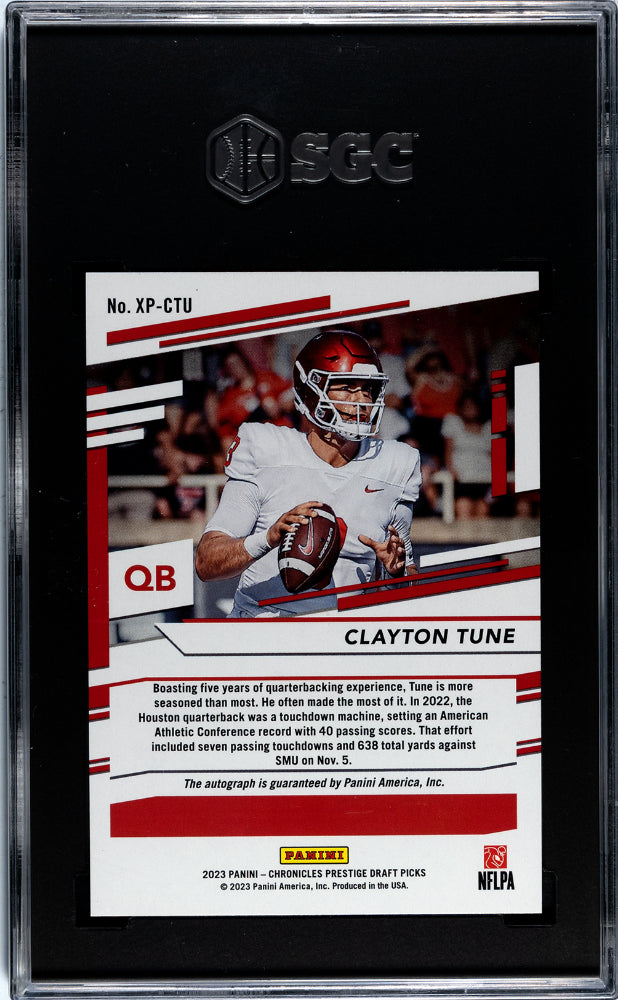 2023 Panini Chronicles Draft Picks Clayton Tune Prestige Sigs Red SGC 9.5