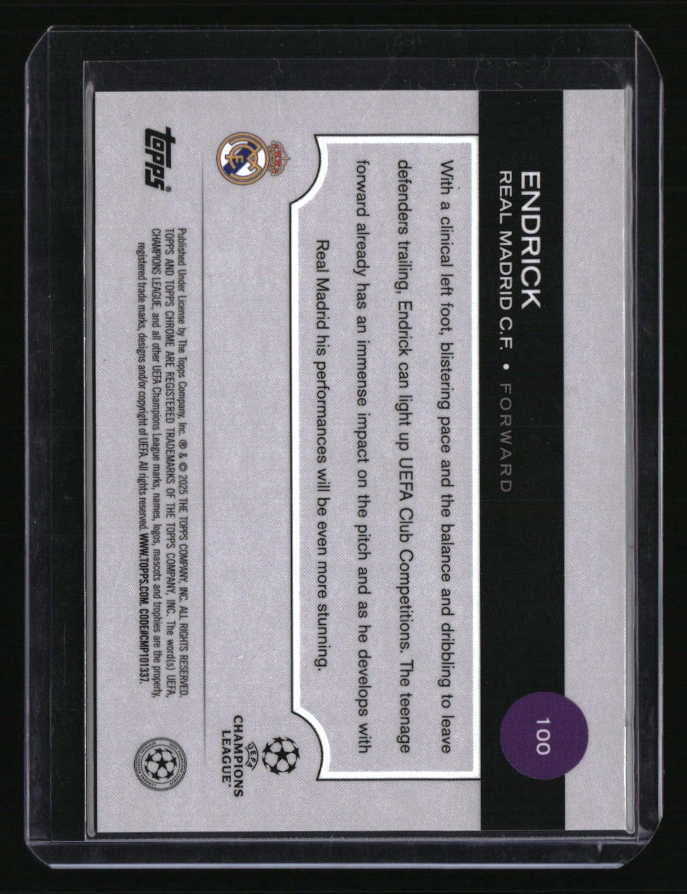 2024-25 Topps Chrome Sapphire UEFA Club Competitions Endrick Image Variation