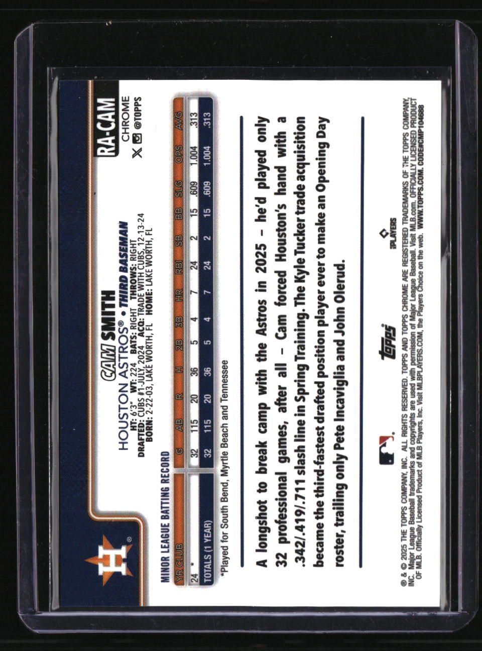2025 Topps Chrome Cam Smith Rookie Autographs