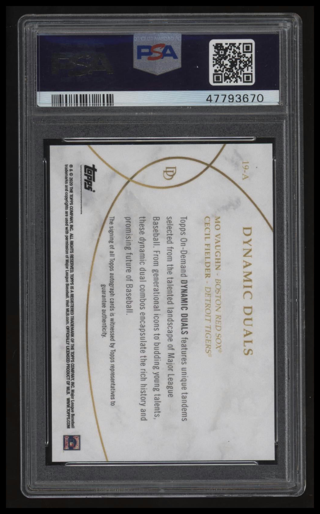 2020 Topps On Demand Dynamic Duals M.Vaughn/C.Fielder Auto-Red PSA 10