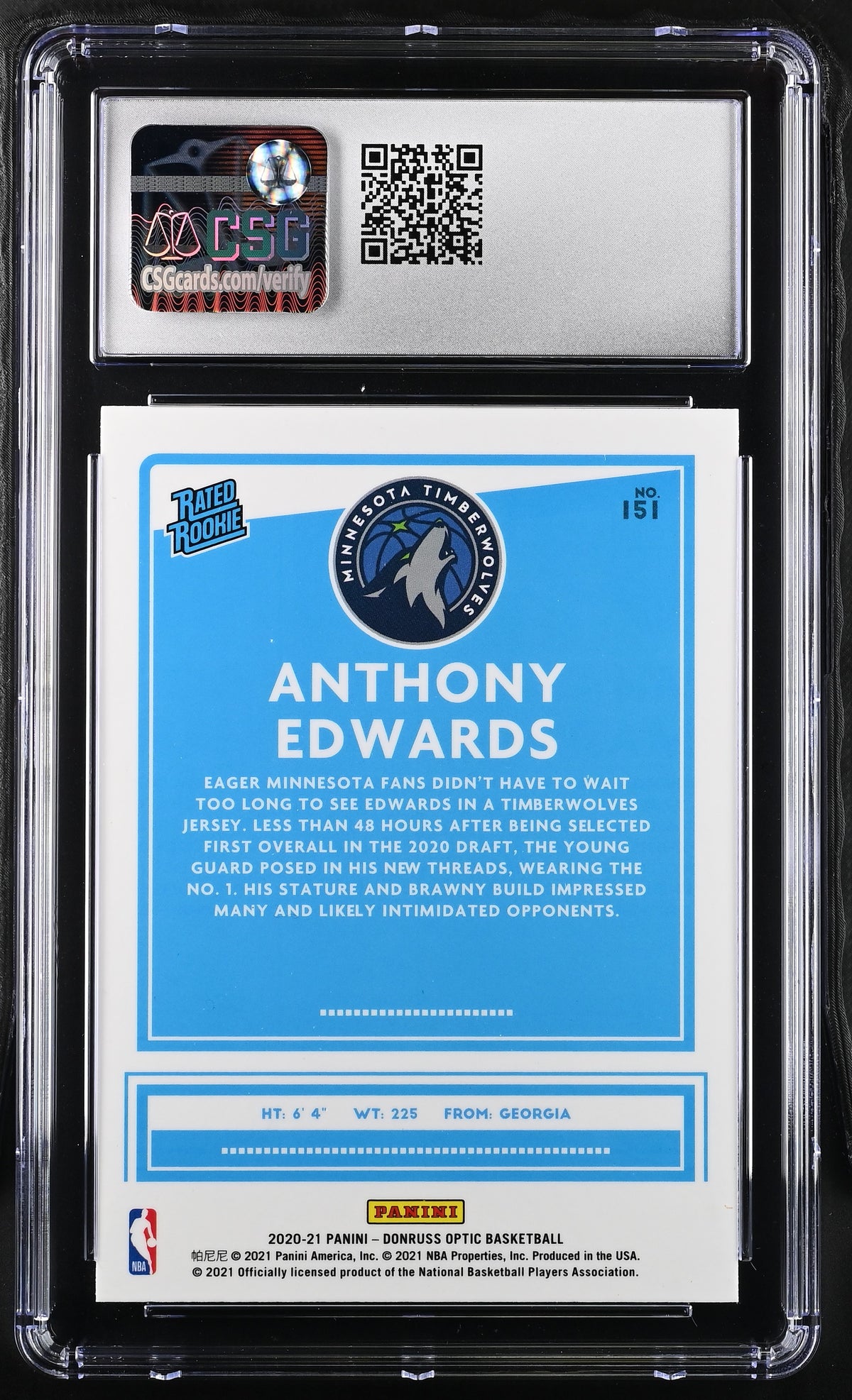 2020-21 Optic Anthony Edwards CGC 10
