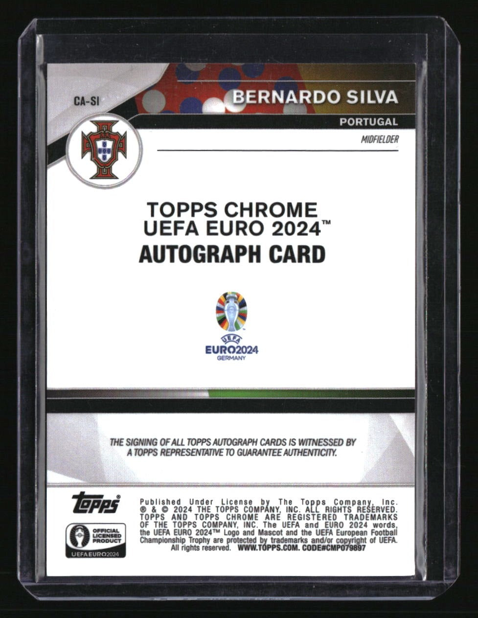 2024 Topps Chrome Sapphire Edition UEFA EURO Bernardo Silva Chrome Auto Red #/5