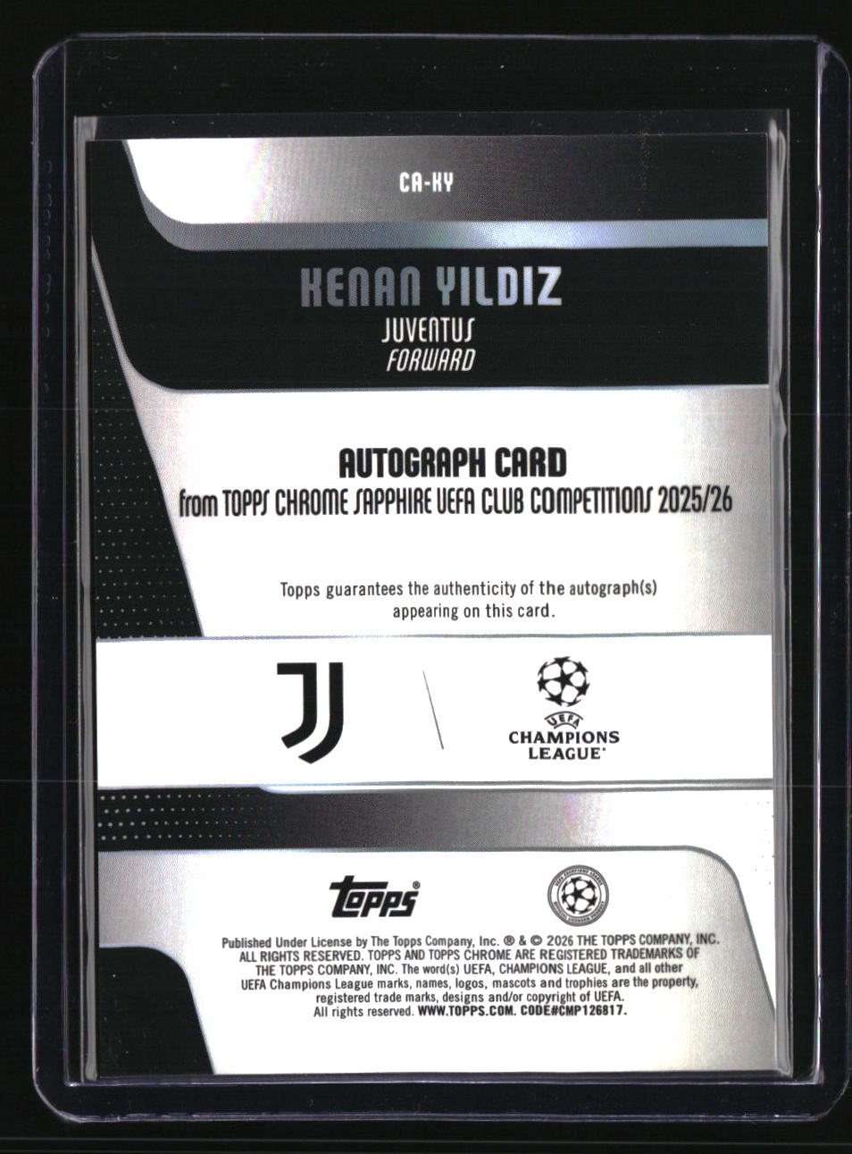2025-26 Topps Chrome Sapphire UEFA Club Kenan Yildiz Auto Orange #/25