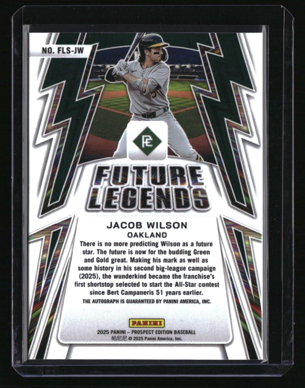 2025 Prospect Edition Jacob Wilson Future Legends Signatures - Green Pulsar #/25