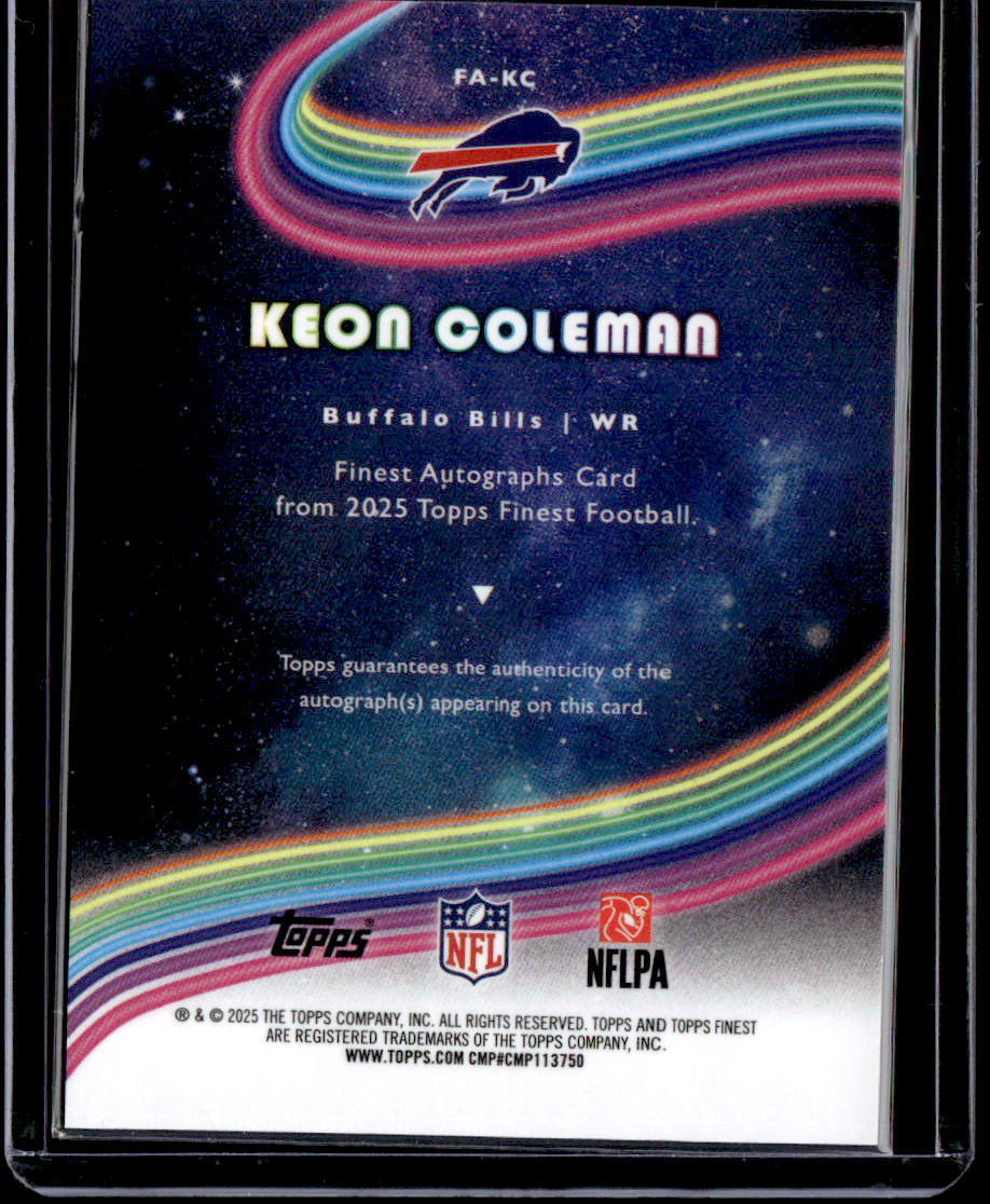 2025 Finest Keon Coleman Finest Autographs Blue Refractor #/99