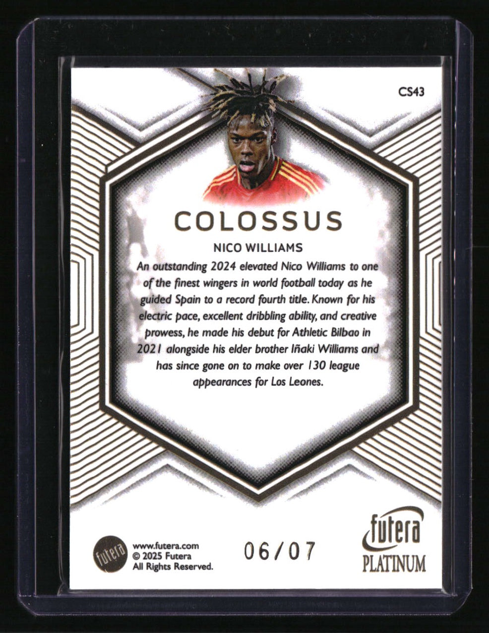 2025 Futera Platinum Colossus Nico Williams 6/7
