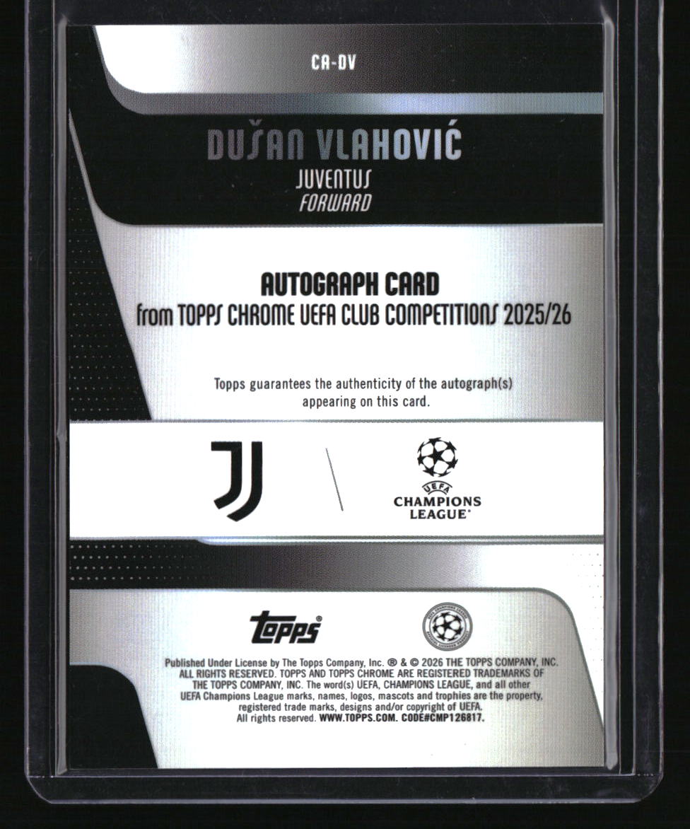 2025-26 Topps Chrome UEFA Club Competitions Dušan Vlahović Auto Orange #/25