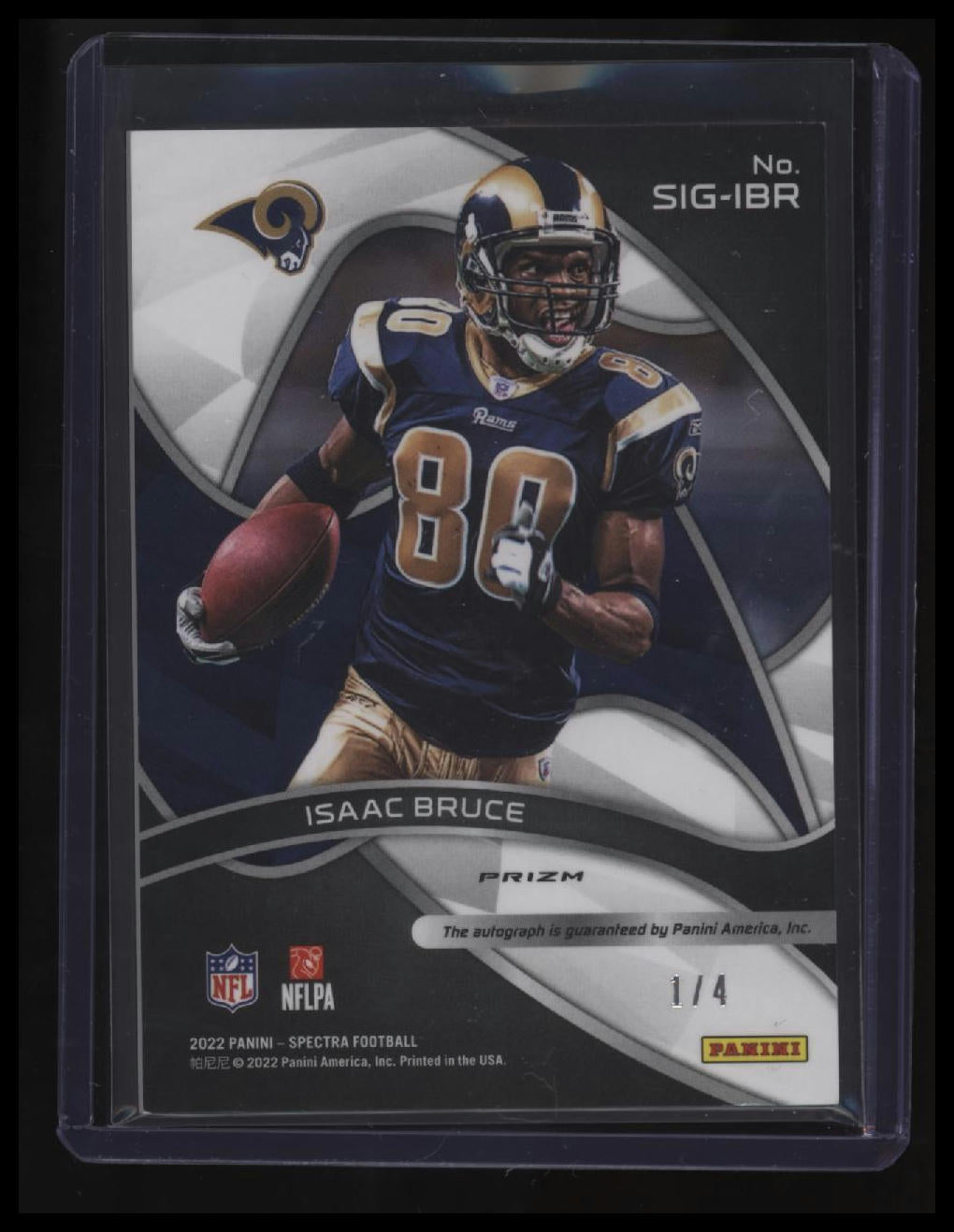 2022 Panini Spectra Isaac Bruce Signatures Neon Marble #/4