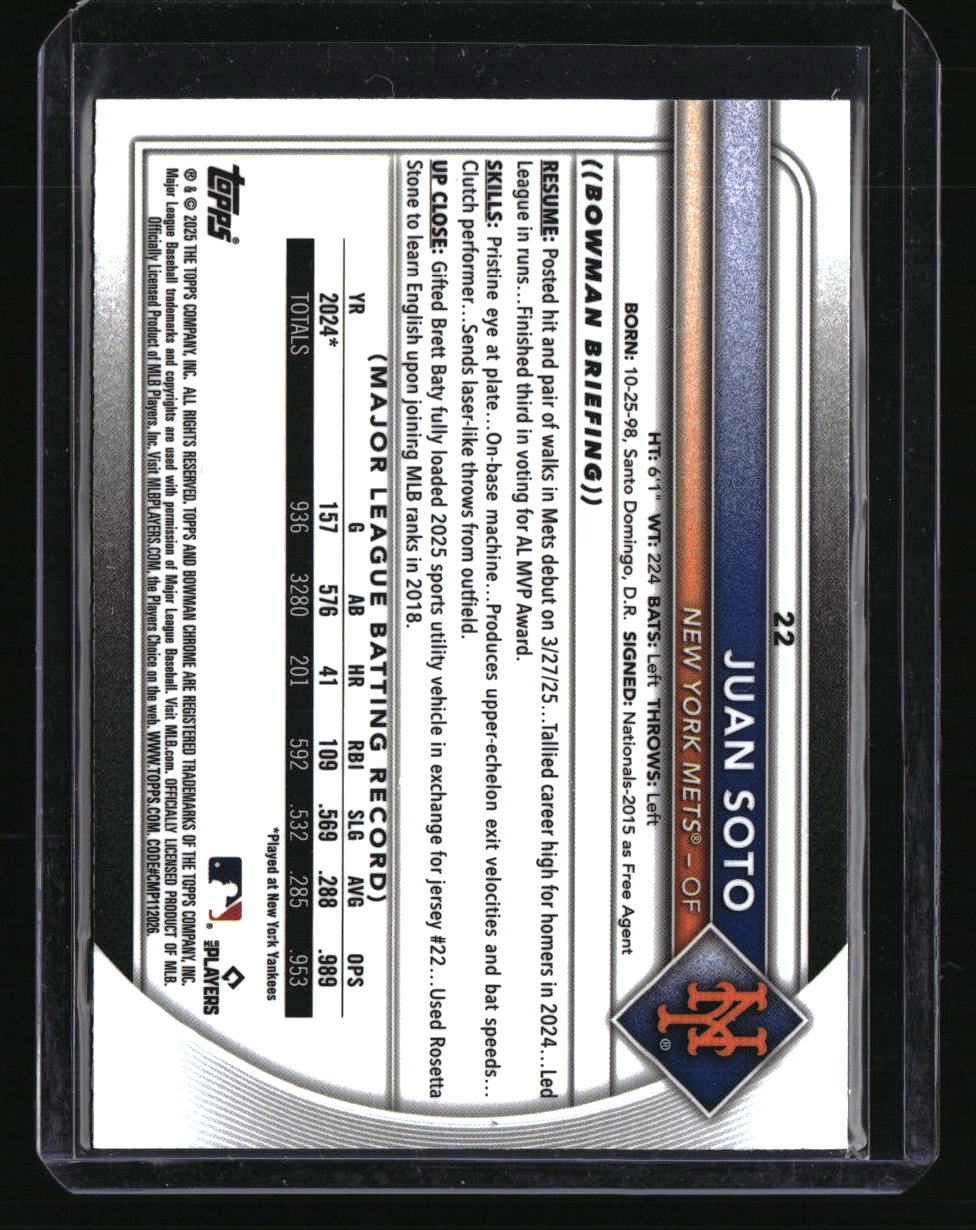 2025 Bowman Chrome Sapphire Edition Juan Soto Yellow Sapphire #/75