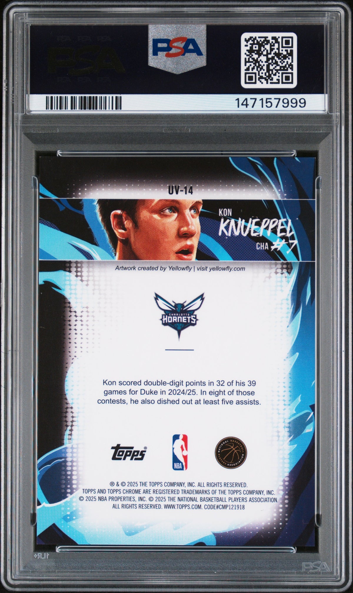 2025 Topps Chrome Ultra Violet Kon Knueppel PSA 9