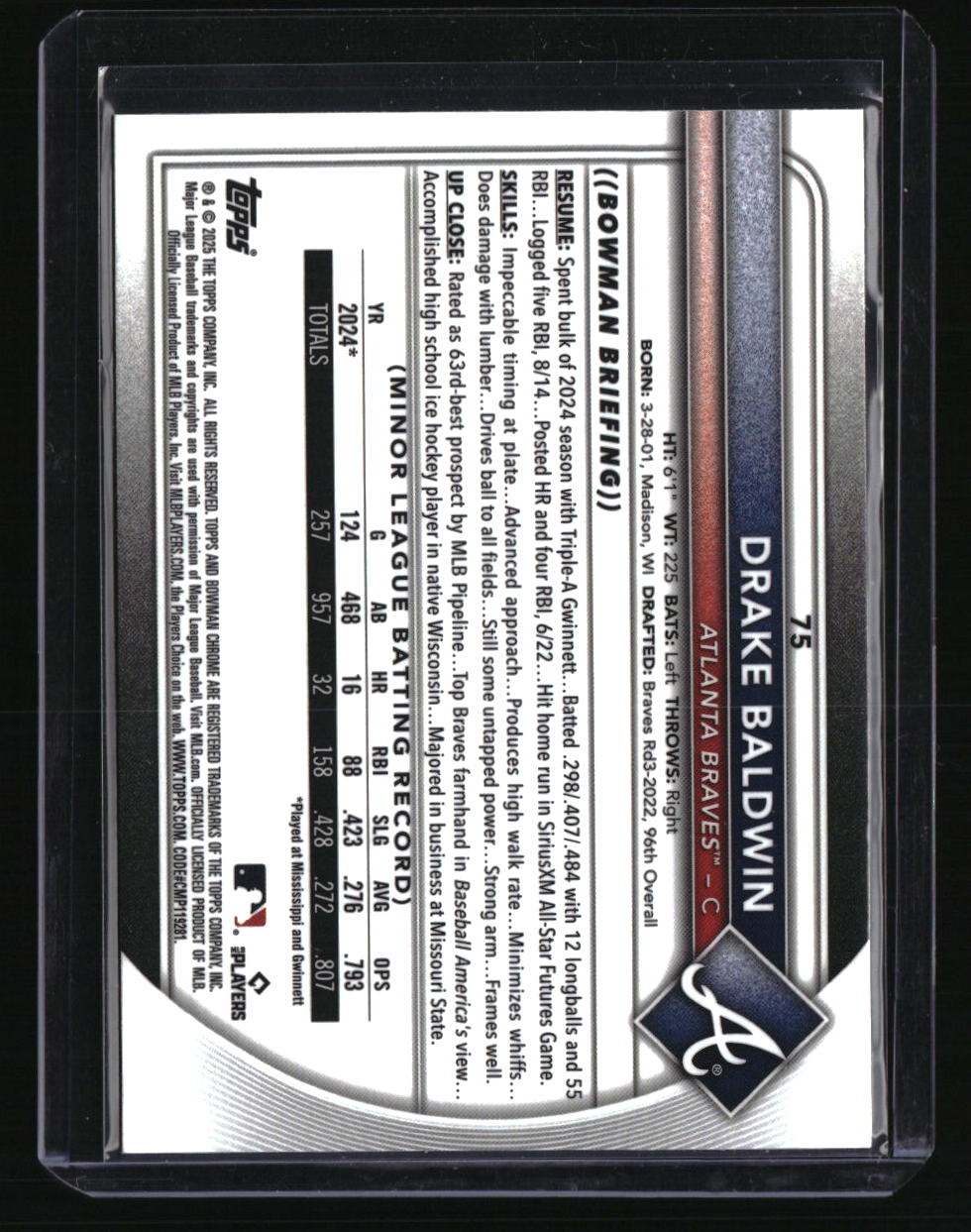 2025 Bowman Chrome Drake Baldwin Red Rookie