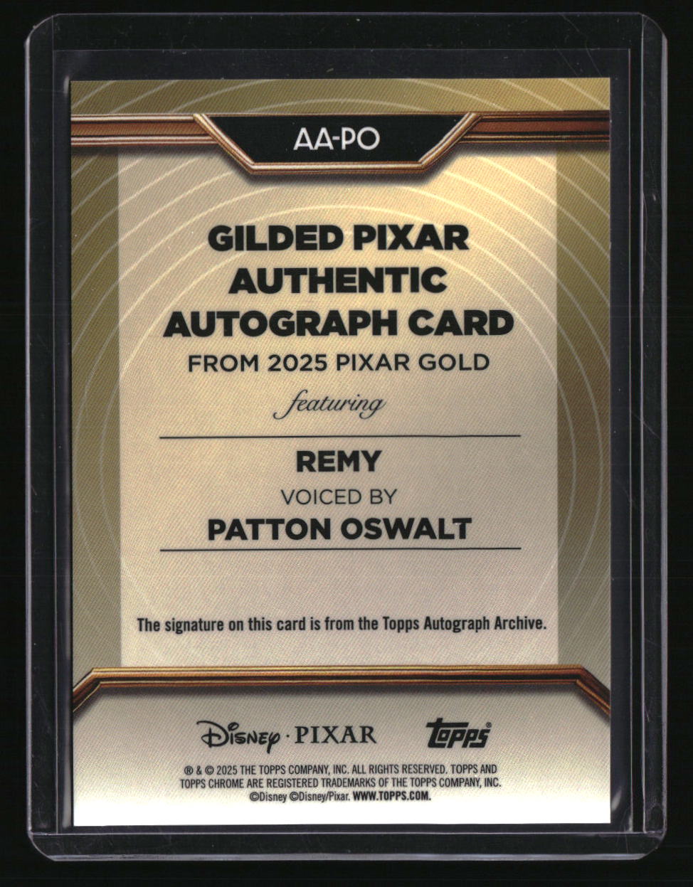 2025 Topps Pixar Gold Patton Oswalt Gilded Chrome Auto Gold Wave #/75