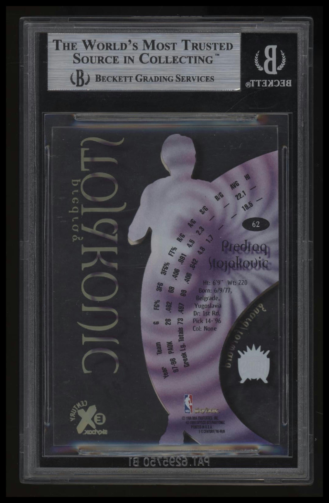 1998-99 E-X Century Peja Stojakovic BGS 8.5
