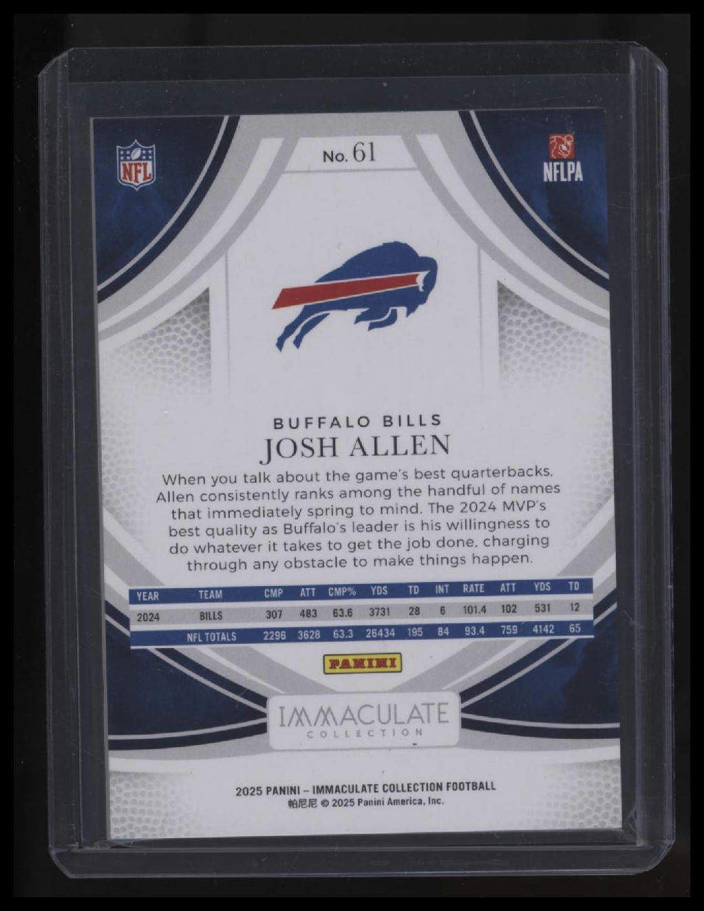 2025 Panini Immaculate Collection Josh Allen #/75