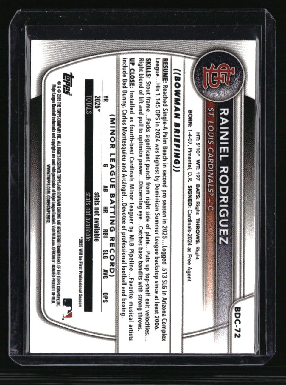 2025 Bowman Draft Rainiel Rodriguez Chrome Blue Geometric #/150