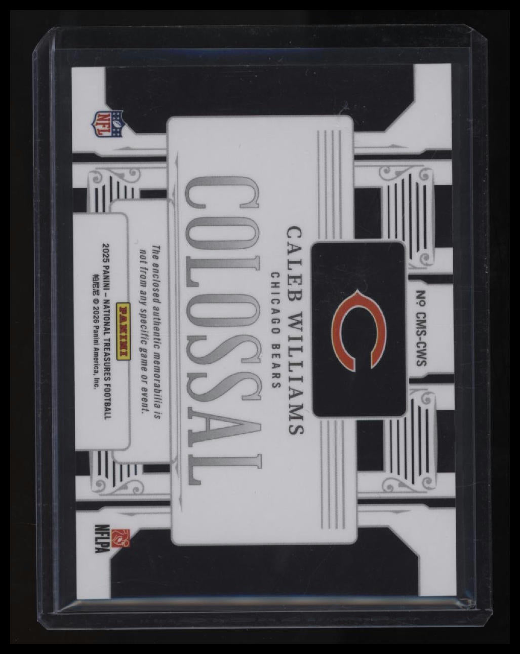 2025 Panini National Treasures Caleb Williams Colossal Materials #/49