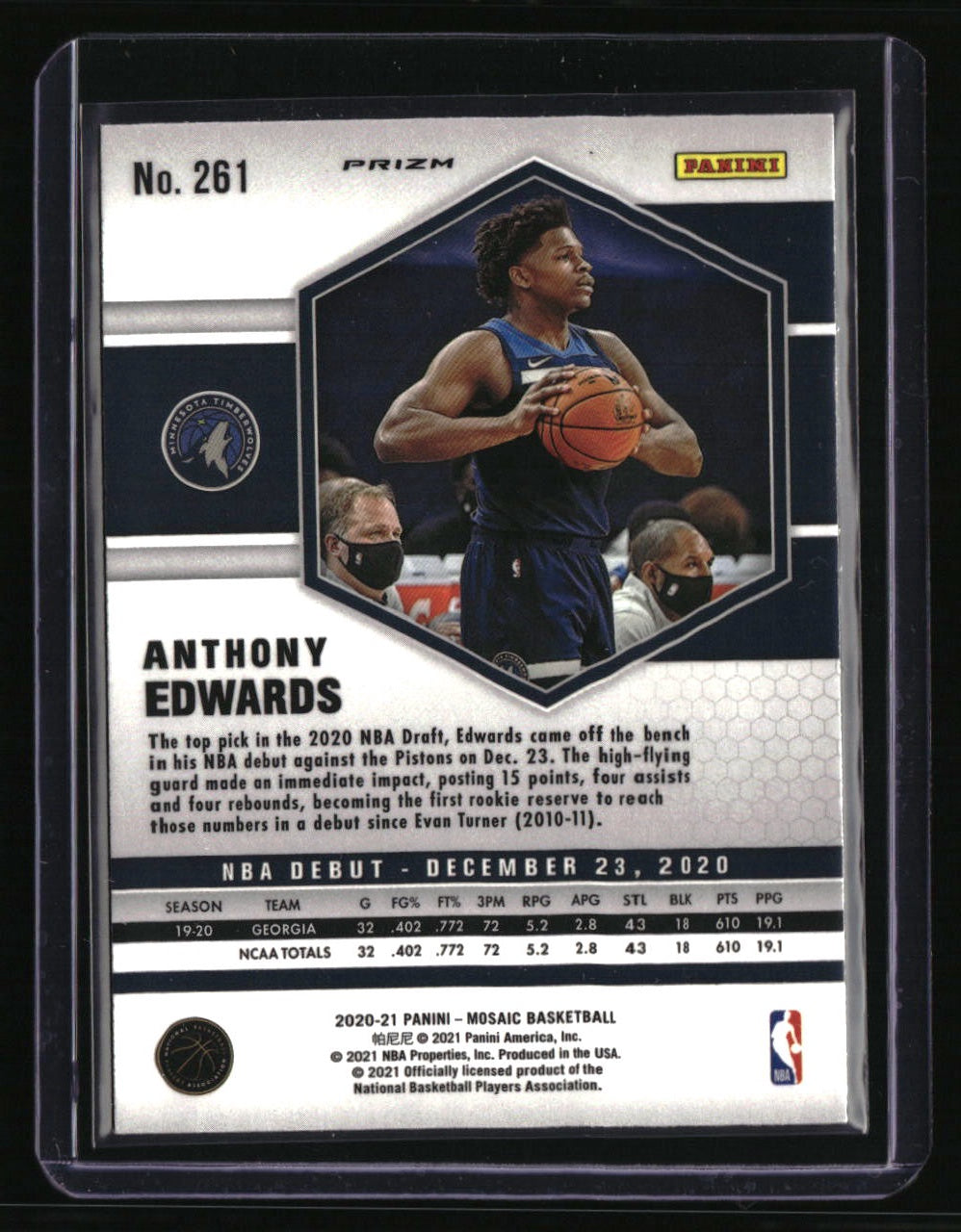 2020-21 Panini Mosaic Anthony Edwards Mosaic Reactive Orange