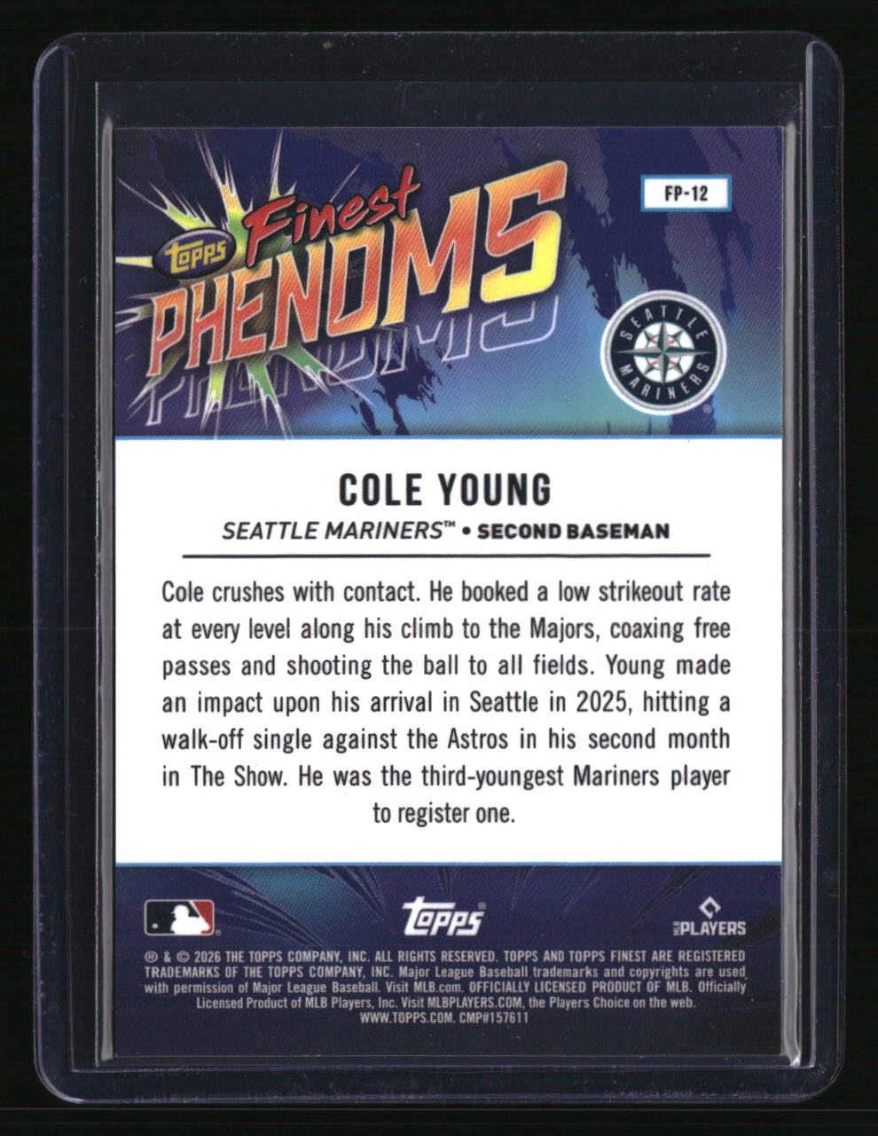 2026 Finest Cole Young Finest Phenoms Gold Geometric Refractors #/50