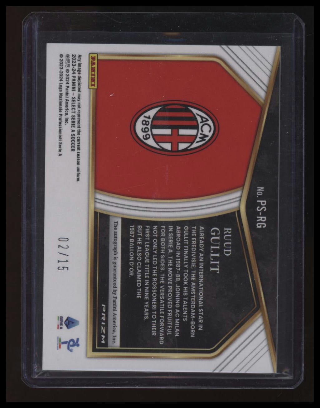 2023-24 Panini Select Serie A Ruud Gullit Pitchside Signatures Tie-Dye #/15