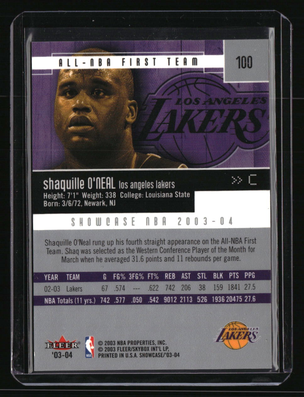2003-04 Fleer Showcase Shaquille O'Neal