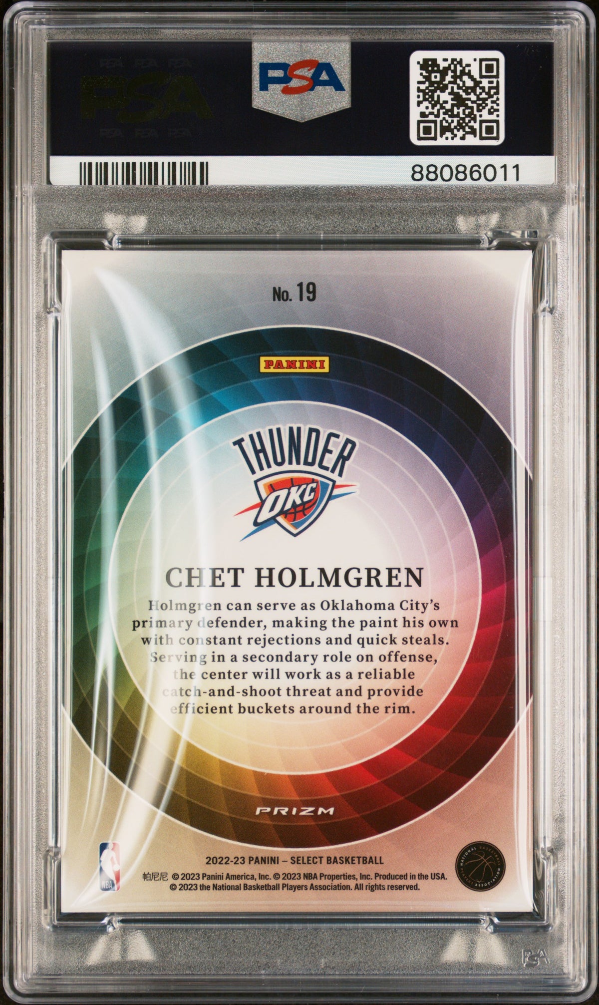 2022 Panini Select Color Wheel Chet Holmgren PSA 10